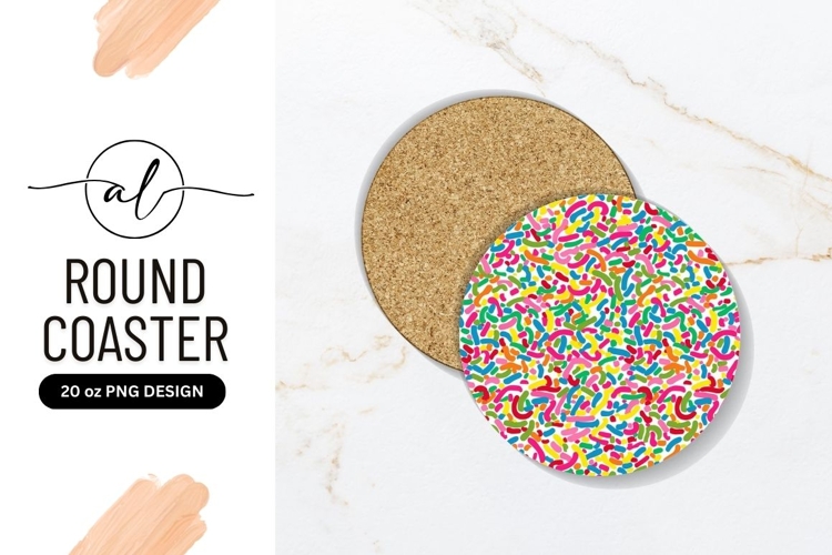 Colorful Sprinkles Pattern on Round Coaster P N G