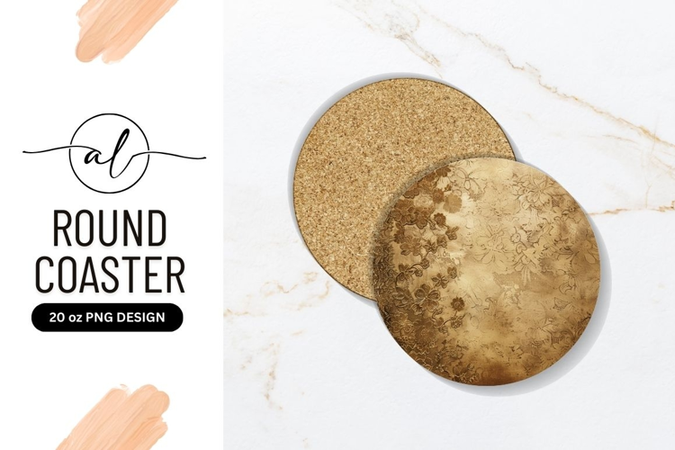 Elegant floral round coaster png design