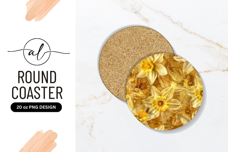 Round coaster with yellow daffodil design