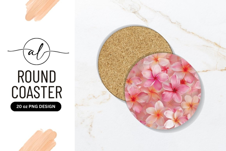 Round coaster with tropical floral design