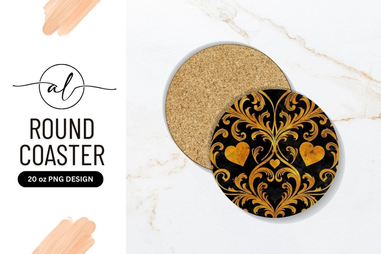 Elegant gold heart coaster design