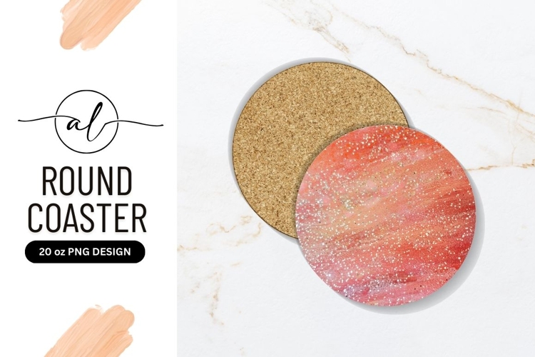 Round coaster with sparkling glitter design