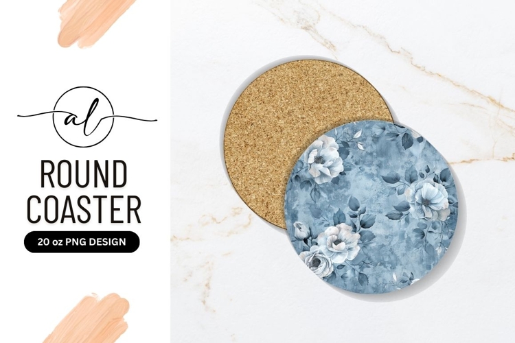 Blue floral round coaster png design