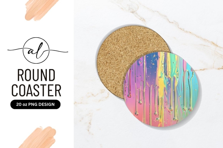 Colorful dripping paint round coaster png design