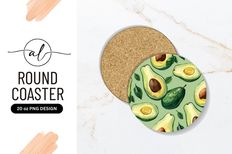 Avocado pattern round coaster png design