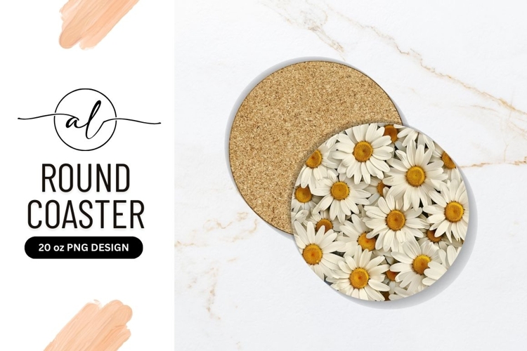 White daisy flower coaster png design