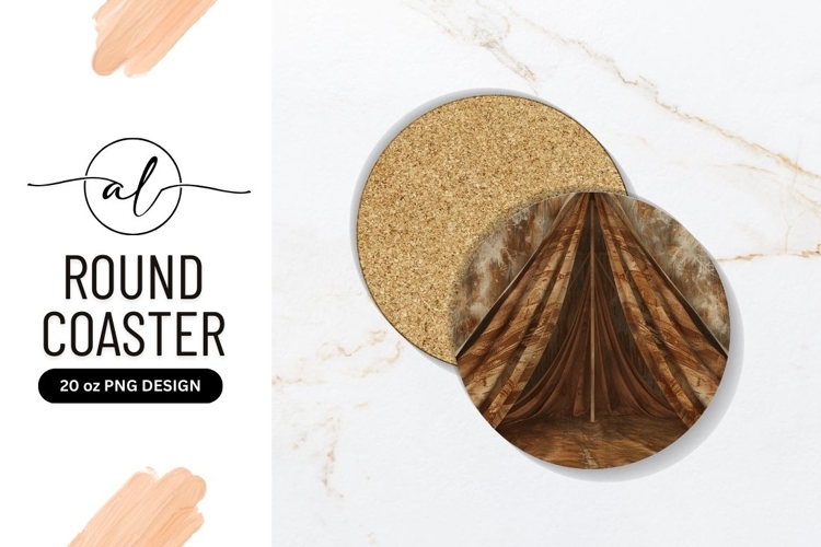 Round coaster with wooden texture design