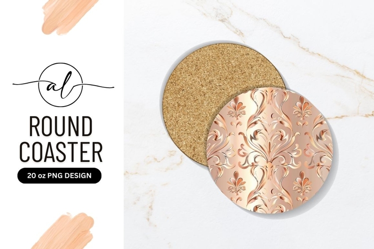 Elegant rose gold floral coaster design