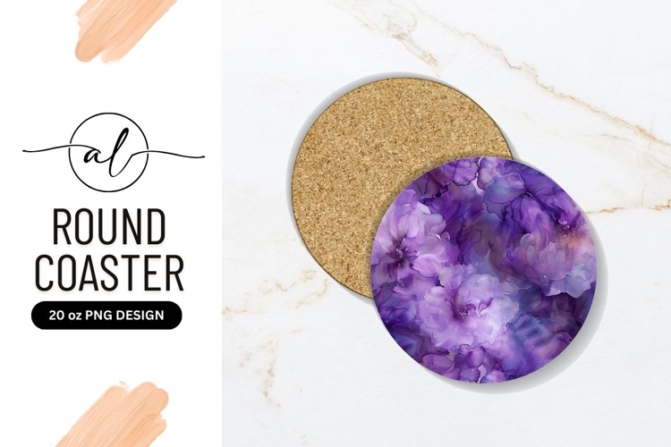 Purple floral round coaster png design