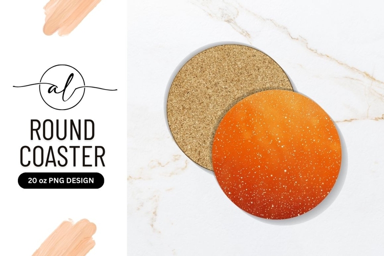 Orange gradient background round coaster