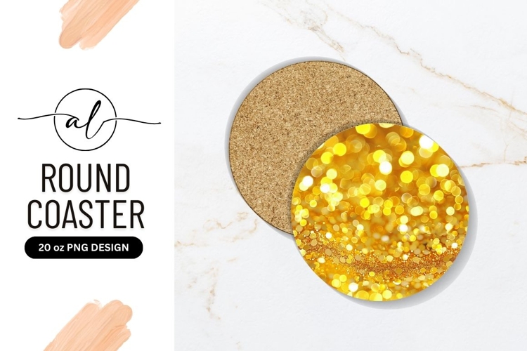 Golden bokeh round coaster png design