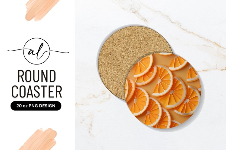 Bright orange slices round coaster png design