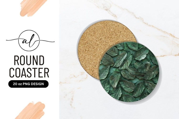 Round coaster with leaf design