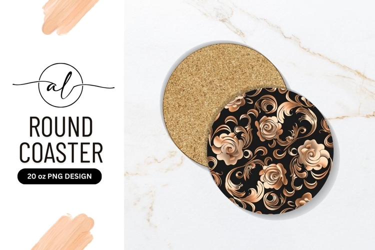 Elegant floral round coaster png design