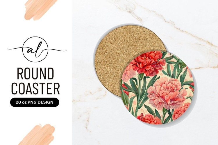 Floral round coaster png design