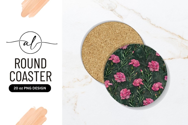 Elegant pink floral round coaster design
