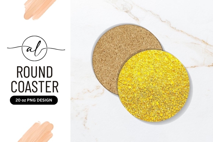 Golden sparkle round coaster png design