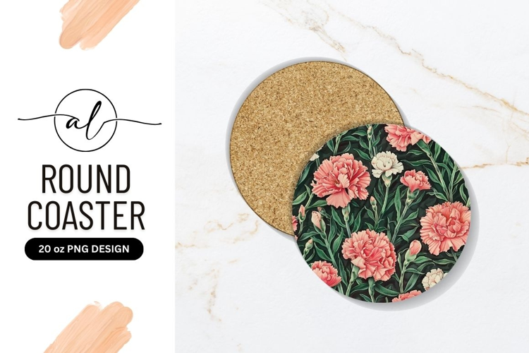 Elegant floral round coaster png design