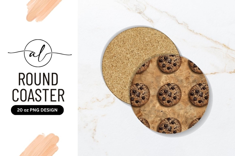 Round coaster png design chocolate chip cookie pattern