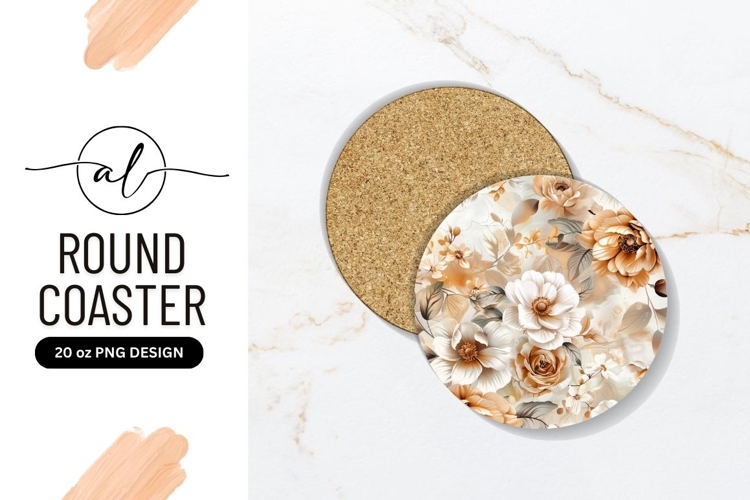Elegant floral round coaster png design