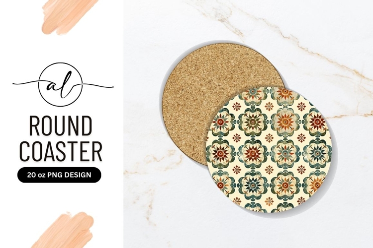 Vintage floral round coaster png design