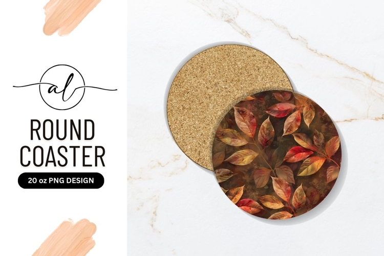Autumn leaves round coaster png design