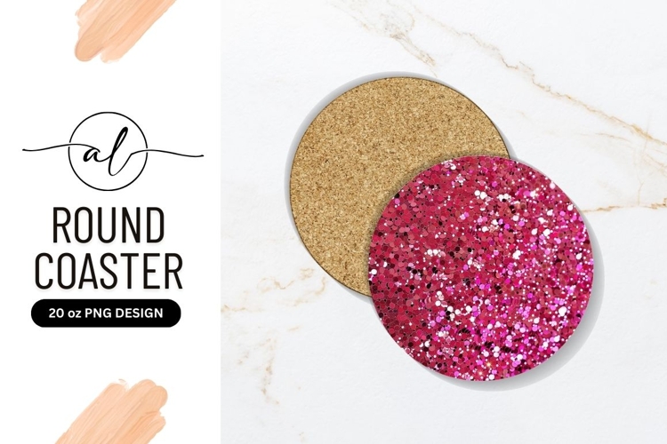 Round coaster with sparkly glitter design