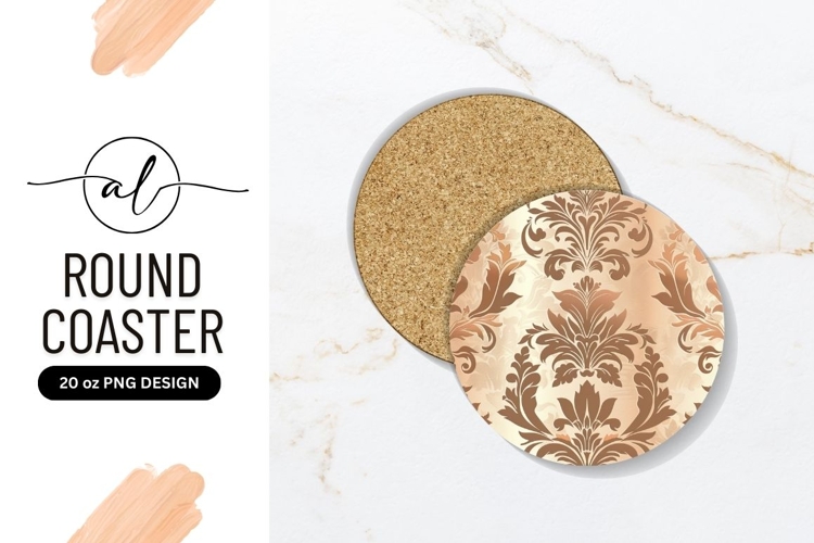 Elegant damask round coaster png design