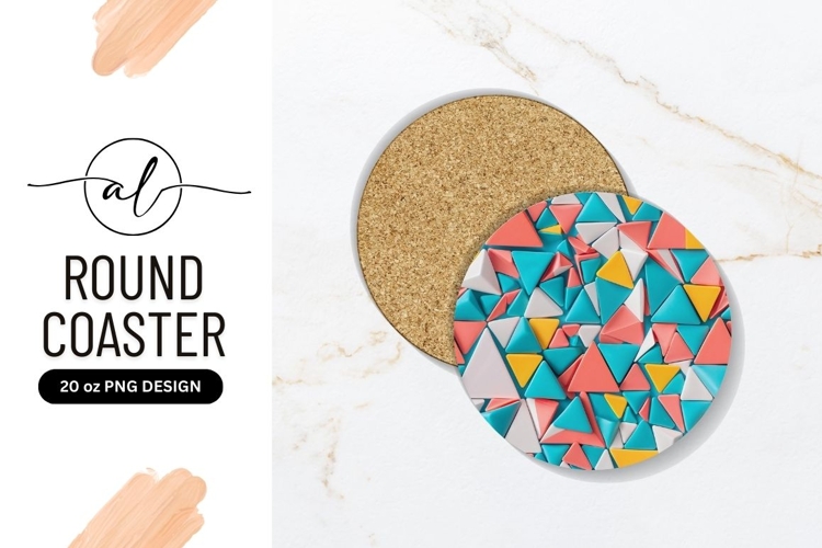 Colorful Triangles Round Coaster Png Background