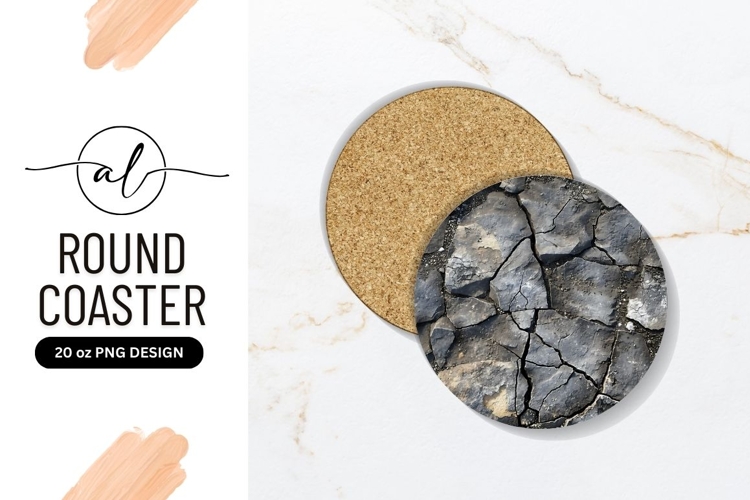 Cracked Stone Surface Round Coaster Png
