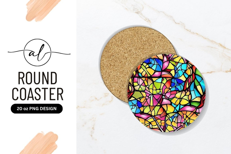 Colorful Stained Glass Round Coaster Png