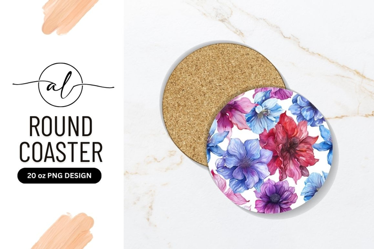 Watercolor Flower Arrangement Round Coaster Png