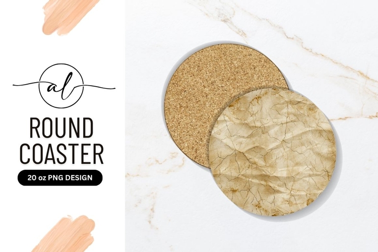 Round Coaster Png with Crinkled Paper Texture
