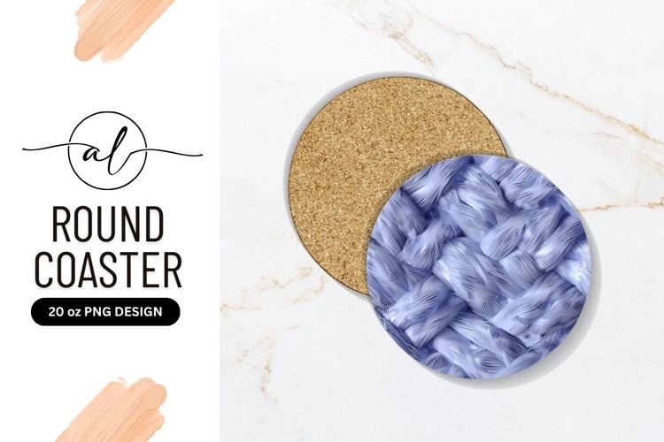 Round Coaster Png Blue Knitted Fabric Texture example image 1