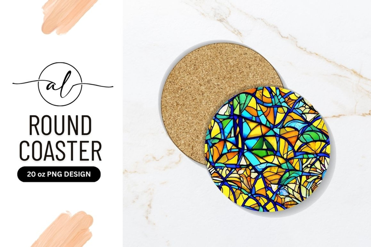 Circular Stained Glass Abstract Round Coaster Png