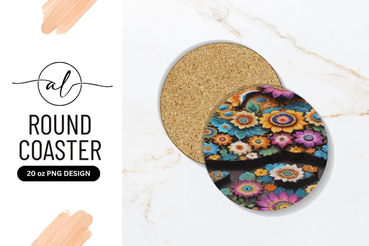 Vibrant Floral Arrangement Round Coaster Png