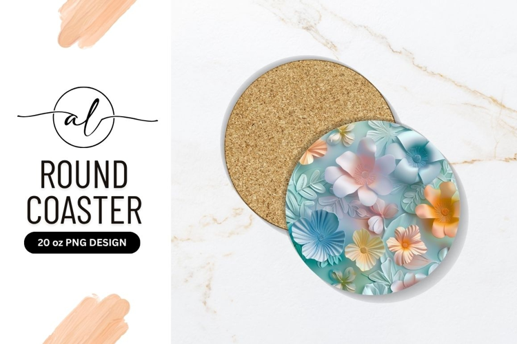 Pastel Floral Arrangement on Round Coaster