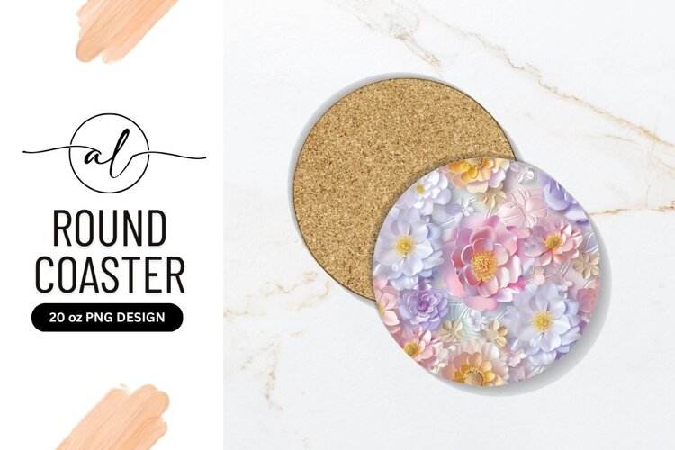 Pastel Floral Arrangement Round Coaster Design example image 1