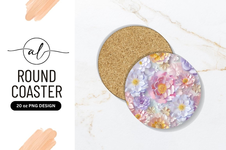 Pastel Floral Arrangement Round Coaster Design