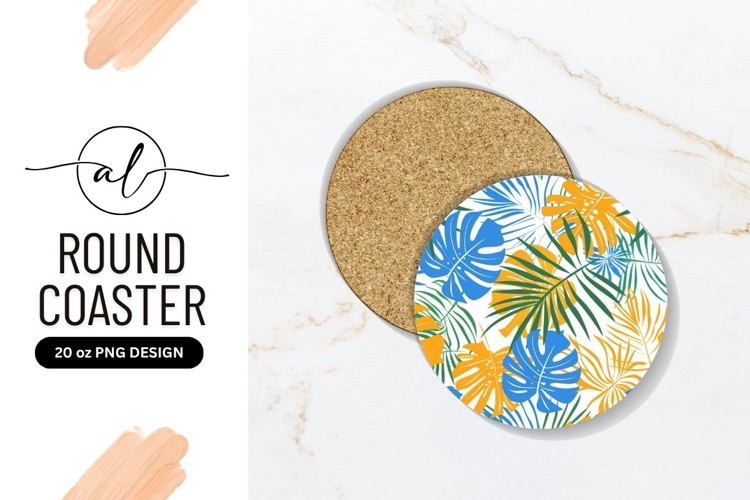 Round Tropical Leaves Background For Coaster Design
