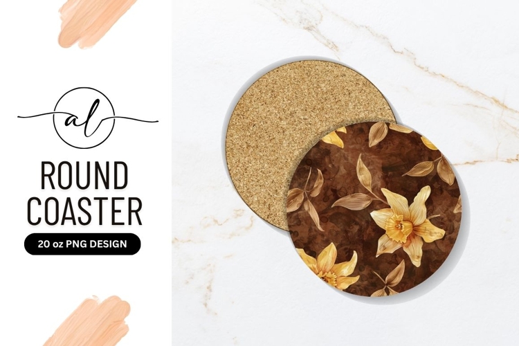 Floral Brown Round Coaster Png Design