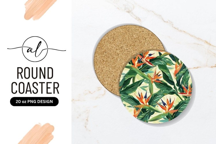 Bird Of Paradise Floral Pattern Round Coaster