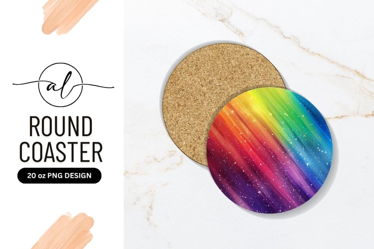 Rainbow Circle With Stars Round Coaster Png