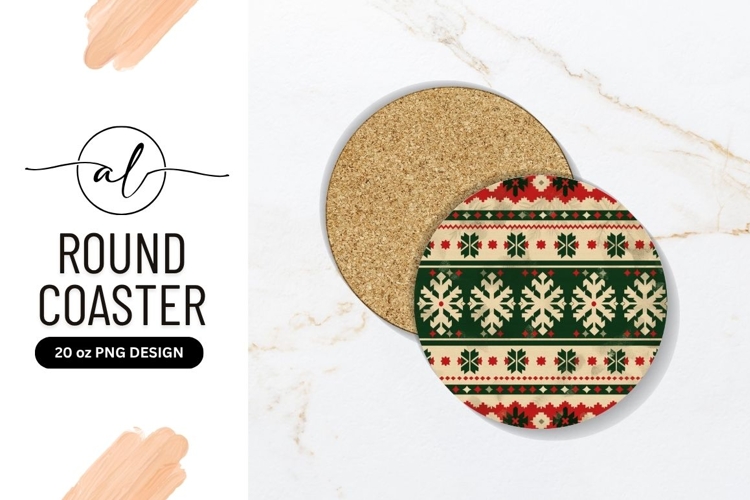 Round Coaster Png With Festive Pattern