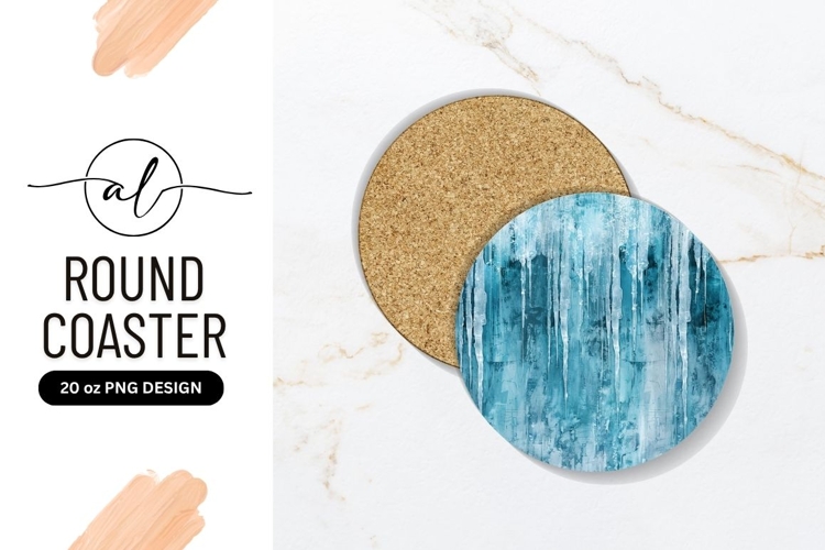 Icicles Texture On Blue Grunge Round Coaster example image 1