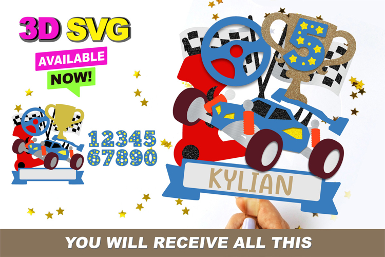 RC Car Cake Topper 3D SVG