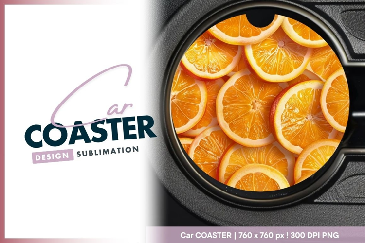 Orange slices arranged in a circle on a Round Car Coaster