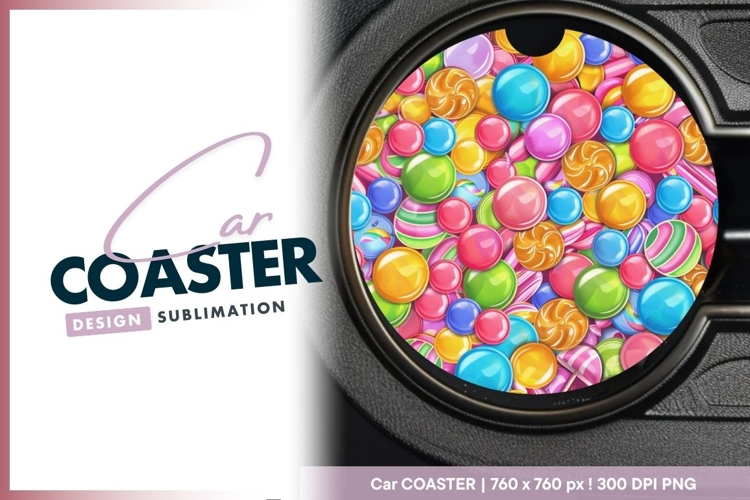 Colorful Candy and Round Car Coaster Png
