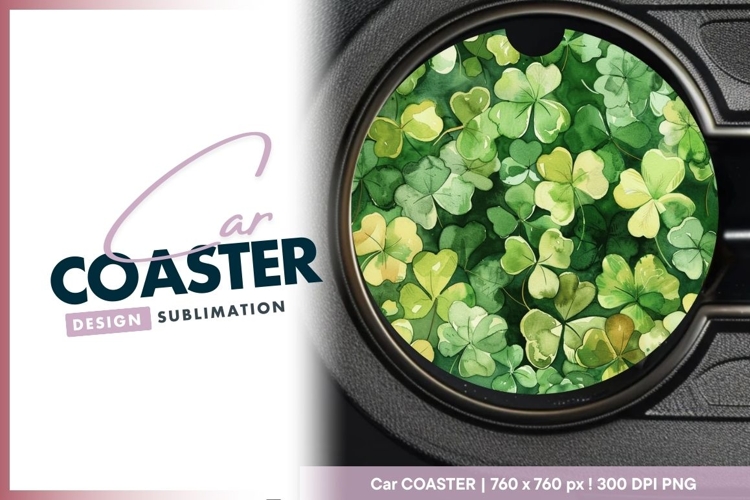 Watercolor Shamrock Clipart Round Car Coaster Png