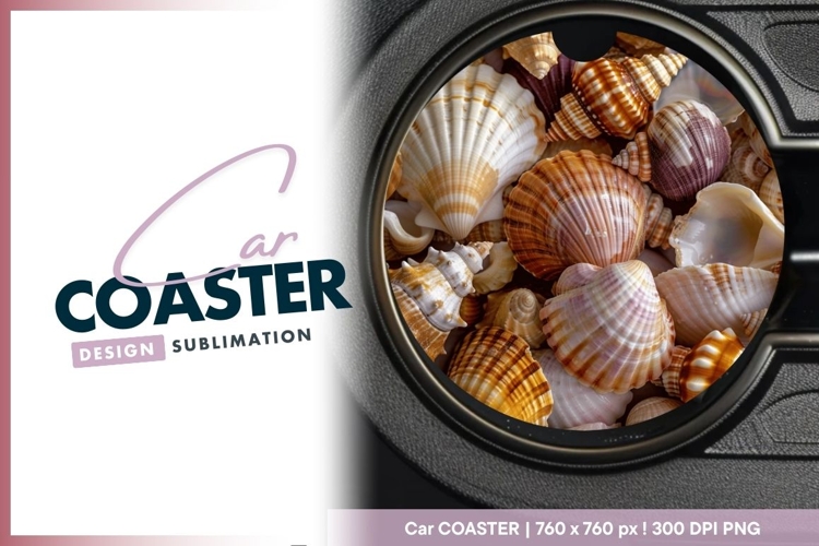 Assortment of Colorful Seashells in a Round Car Coaster example image 1